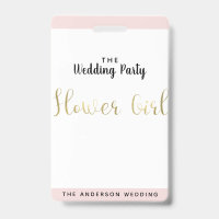 Flower Girl Gold Wedding Party VIP Pass Abzeichen