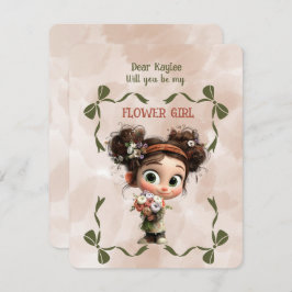 Flower Girl Invitation Floral Brown Watercolor Mitteilungskarte