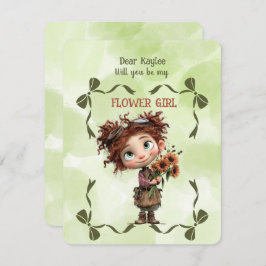 Flower Girl Invitation Floral Brown Watercolor Mitteilungskarte