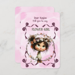 Flower Girl Invitation Floral Pink Watercolor Mitteilungskarte