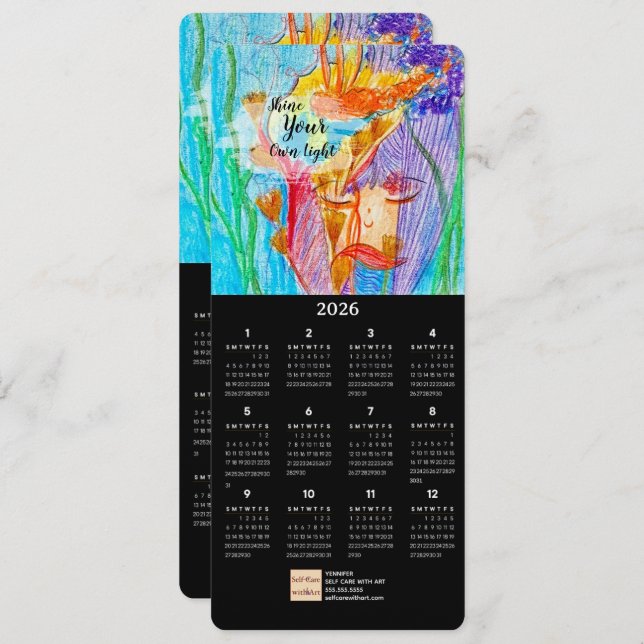 Flower Girl Oil Pastel Art Kalender Karte (Vorne/Hinten)