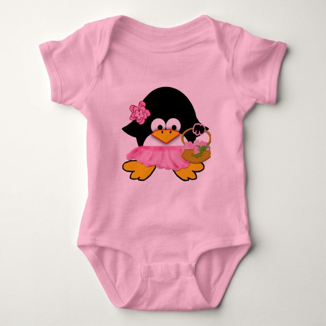 Flower Girl Penguin Baby Baby Strampler (Vorderseite)
