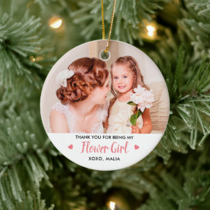 Flower Girl Personalized Bridal Party Photo Keramik Ornament