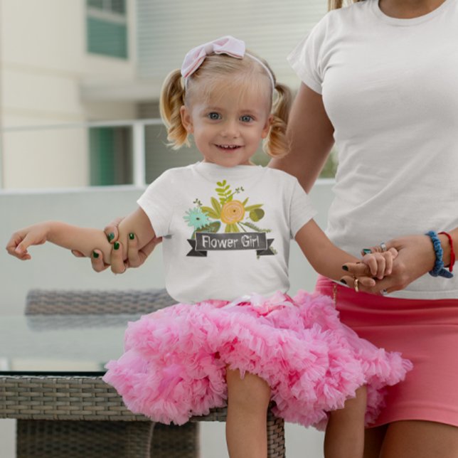 Flower Girl Retro Mint Chalkboard Hochzeit Baby T-shirt (Von Creator hochgeladen)