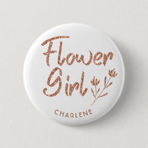 Flower Girl Rose Gold Brautparty Button