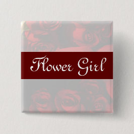 "Flower Girl" - Rote Rose Bouquet (2) Button