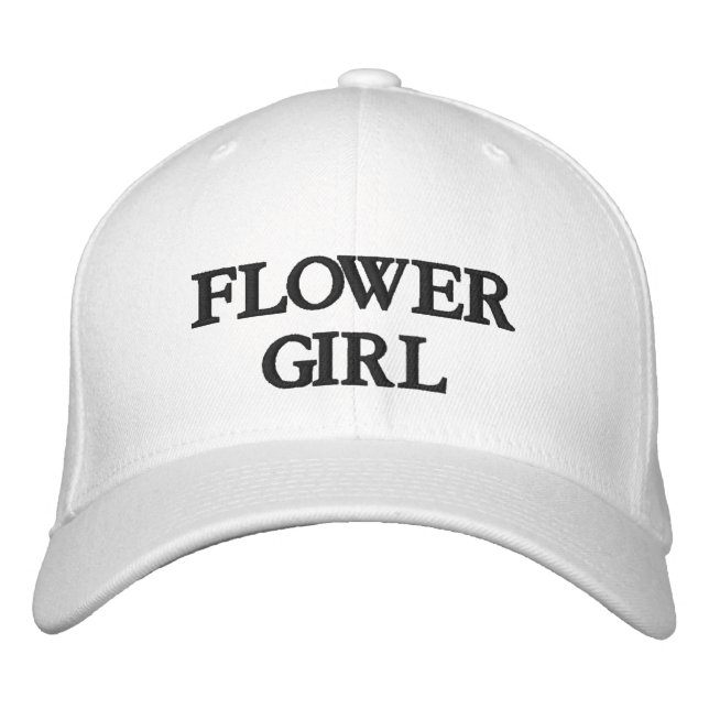 Flower Girl Schwarz-weißer eleganter Hochzeitsstam Bestickte Baseballkappe (Vorderseite)