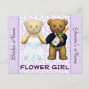 Flower Girl - Teddy Bears lilac Wedite Einladung