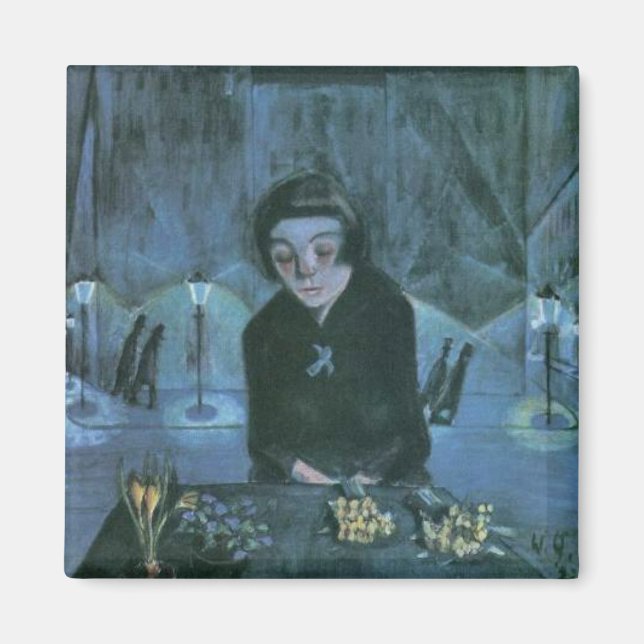 Flower Girl (von Walter Gramatté) Magnet (Vorne)