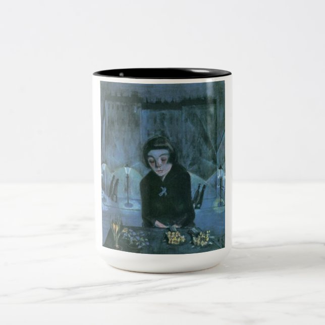 Flower Girl (von Walter Gramatté) Zweifarbige Tasse (Mittel)