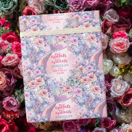 Flower Glitter Mermaid Tail 2nd Birthday Geschenkpapier