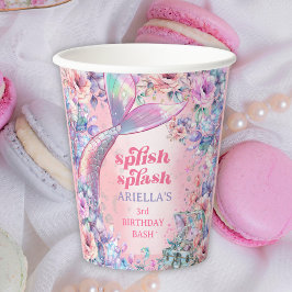 Flower Glitter Mermaid Tail 3rd Birthday Pappbecher