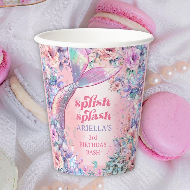 Flower Glitter Mermaid Tail 3rd Birthday Pappbecher (Von Creator hochgeladen)