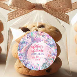 Flower Glitter Mermaid Tail 4th Birthday Runder Aufkleber