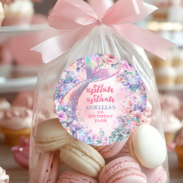 Flower Glitter Mermaid Tail 6th Birthday Runder Aufkleber