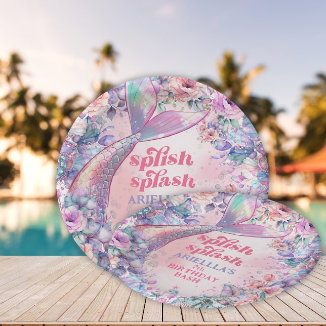 Flower Glitter Mermaid Tail 7th Birthday Pappteller (Von Creator hochgeladen)