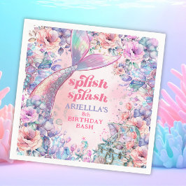 Flower Glitter Mermaid Tail 8th Birthday Serviette