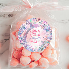 Flower Glitter Mermaid Tail 9th Birthday Runder Aufkleber