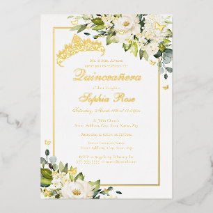 Flower Golden Butterfly Quinceanera Folieneinladung