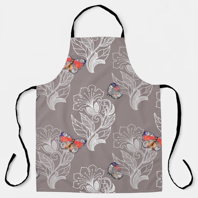 Flower graphic and butterfly, watercolor, pattern  schürze (Vorderseite)