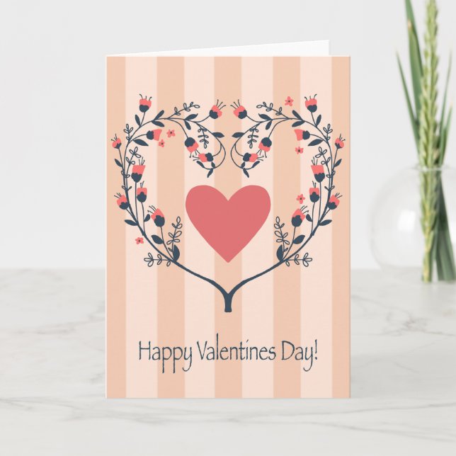Flower Heart Design Valentine Card Feiertagskarte (Vorderseite)