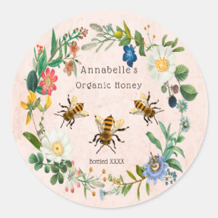 Flower Honey Label personalisieren Runder Aufkleber