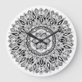 Flower mandala w/ seed of life große wanduhr