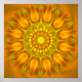 Flower Mandala With Glowing Shades of Yellow Poster