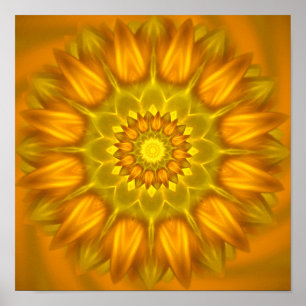 Flower Mandala With Glowing Shades of Yellow Poster