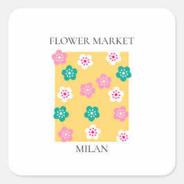 Flower Market - Milan Quadratischer Aufkleber