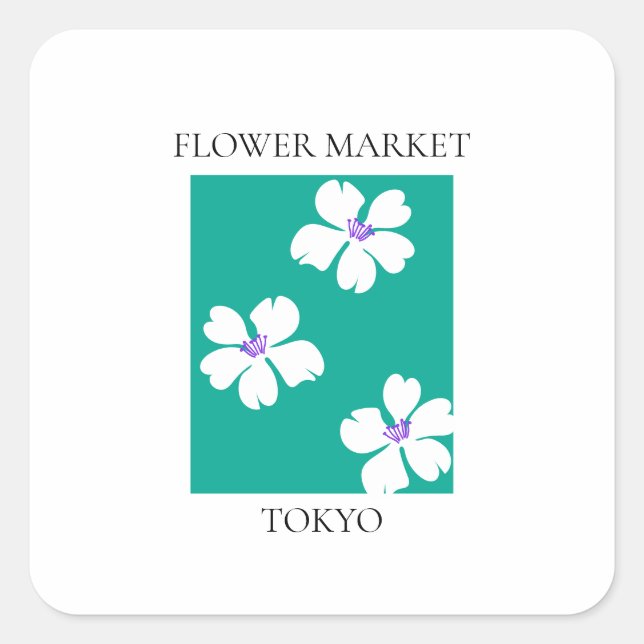 Flower Market - Tokyo Quadratischer Aufkleber (Vorderseite)