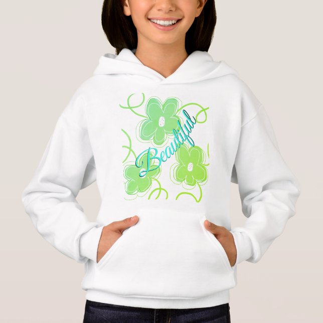 Flower mit Typografie Hoodie (Vorderseite)