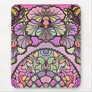 Flower mosaic pink pansy floral elegant mousepad