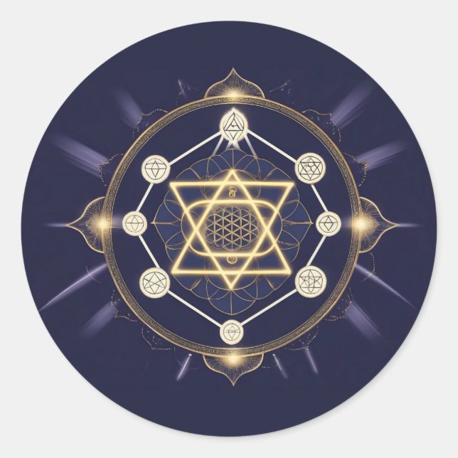 Flower of Infinity — Sacred Geometry Celestial Runder Aufkleber (Vorderseite)