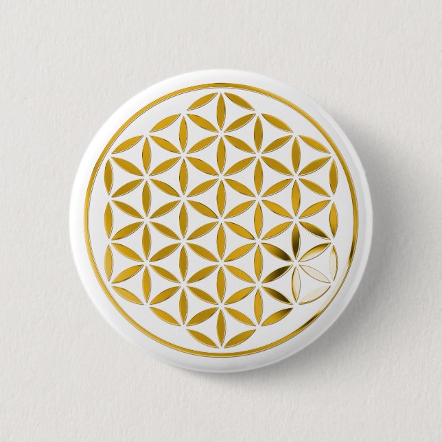 Flower Of Life 1 - Gold stamp Button (Vorderseite)