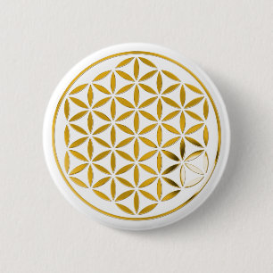 Flower Of Life 1 - Gold stamp Button