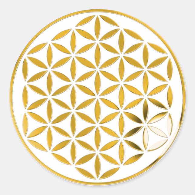 Flower Of Life 1 - Gold stamp Runder Aufkleber (Vorderseite)