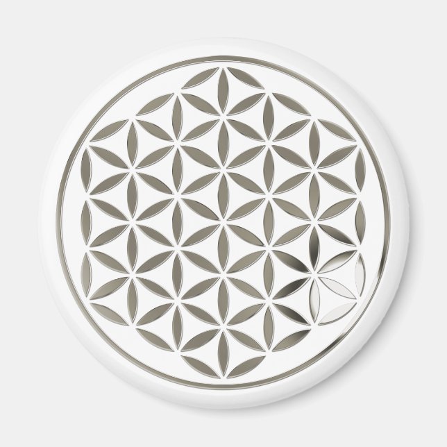 Flower Of Life 1 - Silver stamp Magnet (Vorne)