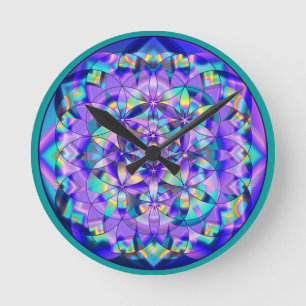 Flower of Life Blue~clock Round Clock Runde Wanduhr
