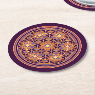 Flower Of Life / Blume des Lebens - Button II Runder Pappuntersetzer