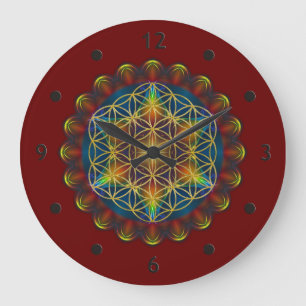 FLOWER OF LIFE / Blume des Lebens - Mandala III Große Wanduhr