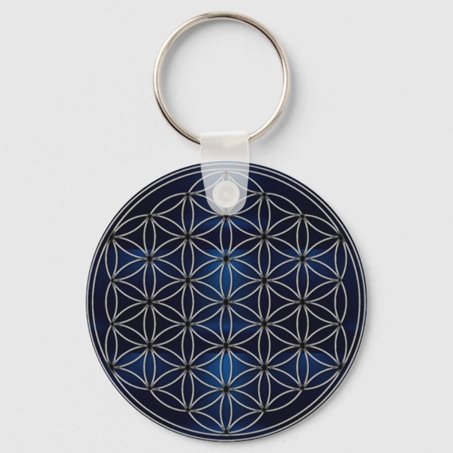 Flower of Life Blume des Lebens Navy Blue Schlüsselanhänger (Vorderseite)