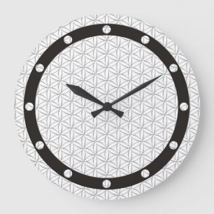 Flower of Life / Blume des Lebens - silver pattern Große Wanduhr