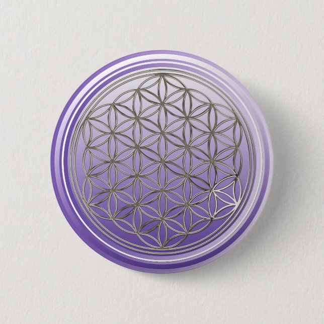 Flower Of Life / Blume des Lebens - SILVER violet Button (Vorderseite)