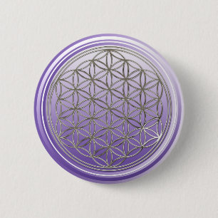 Flower Of Life / Blume des Lebens - SILVER violet Button