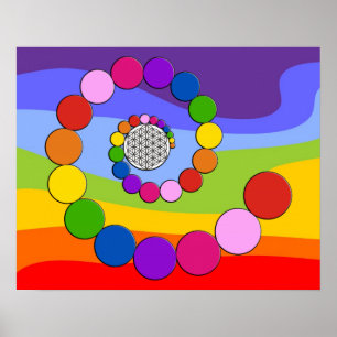 Flower of Life / Blume des Lebens - spiral dots Poster