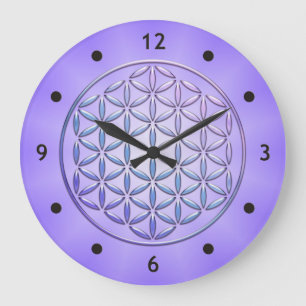 Flower of Life / Blume des Lebens - stamp violet Große Wanduhr