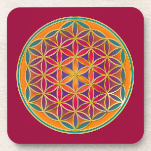 Flower Of Life - Button Style 03 Getränkeuntersetzer
