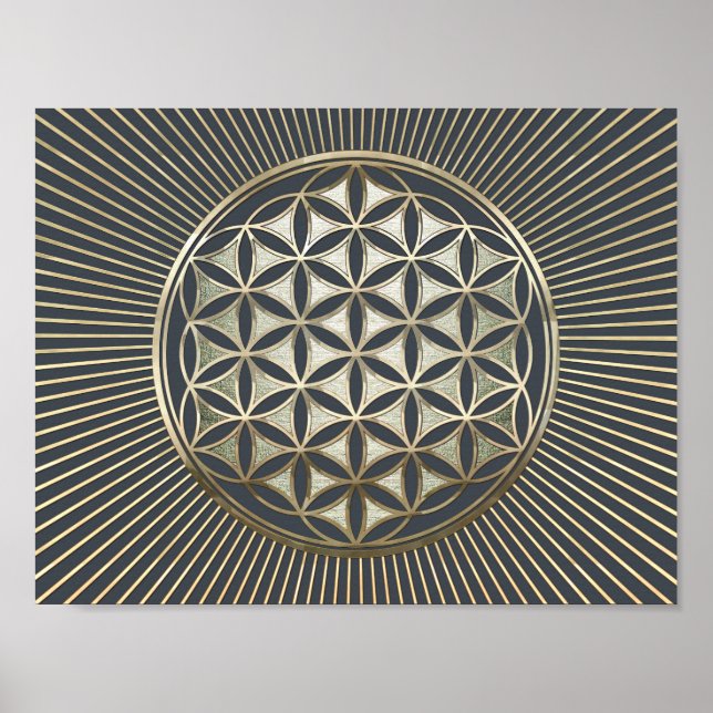 Flower of life metallic embossed poster (Vorne)
