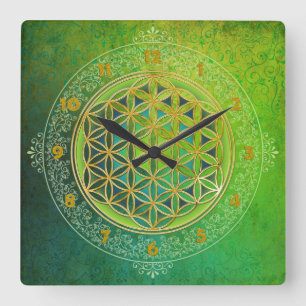 Flower of Life - Ornament II Quadratische Wanduhr